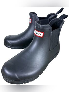 Hunter Women's Original Chelsea Waterproof Rubber Ankle Rain Boot Black Size 7